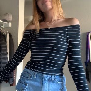 Brandy Melville Striped Off the Shoulder Top